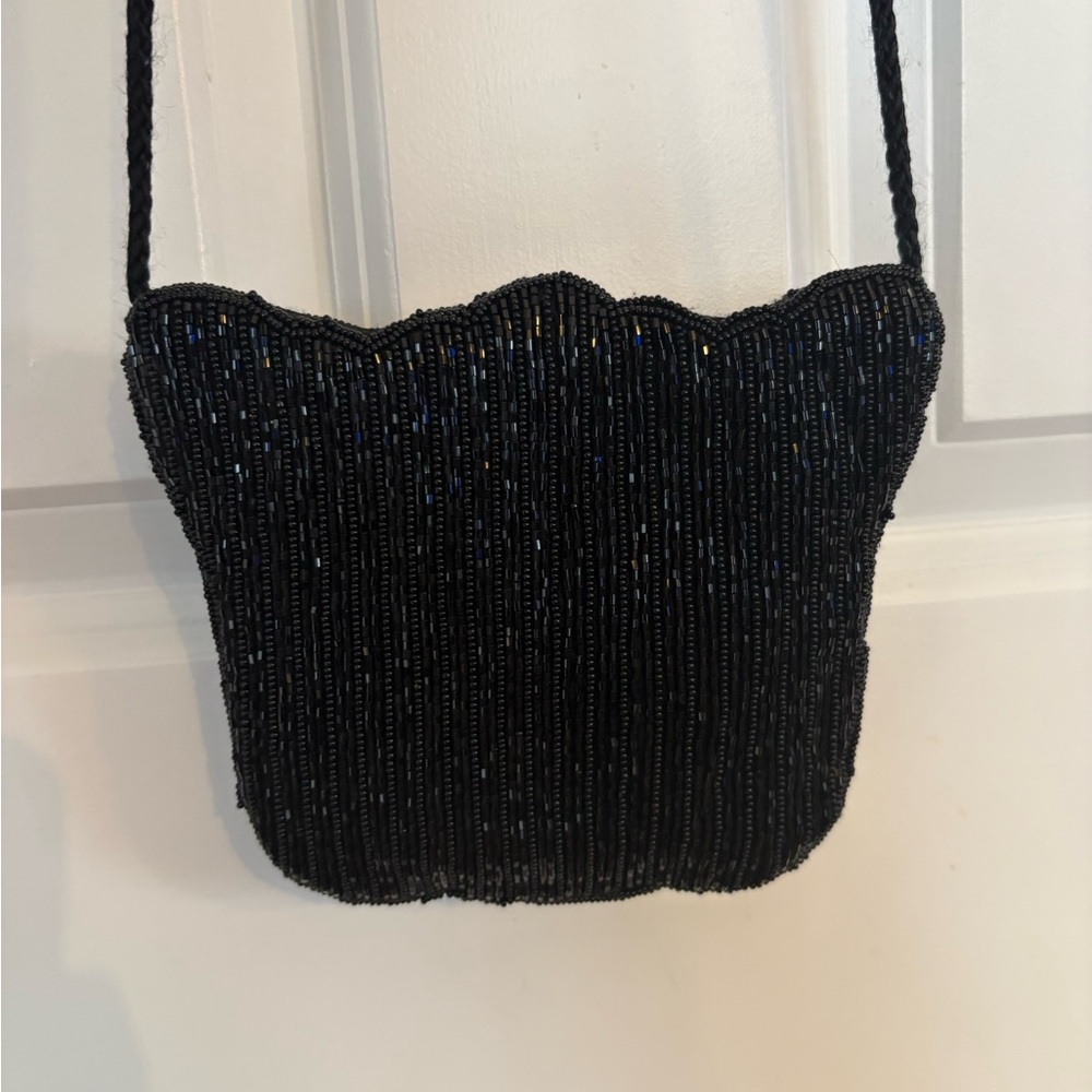 Black Beaded Mini Shoulder Bag
